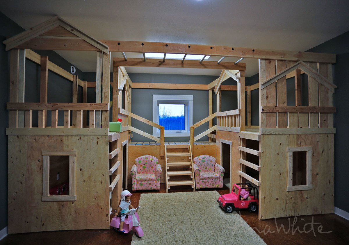 DIY Basement Indoor Playground with Monkey Bars | Ana White